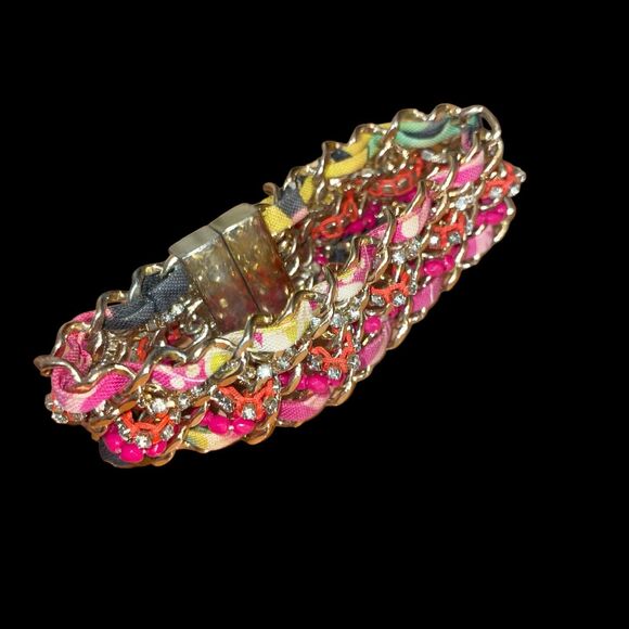 Vera Bradley Ziggy Zinnia Woven Bracelet Magnetic Closure 7 1/2" - Picture 4 of 7